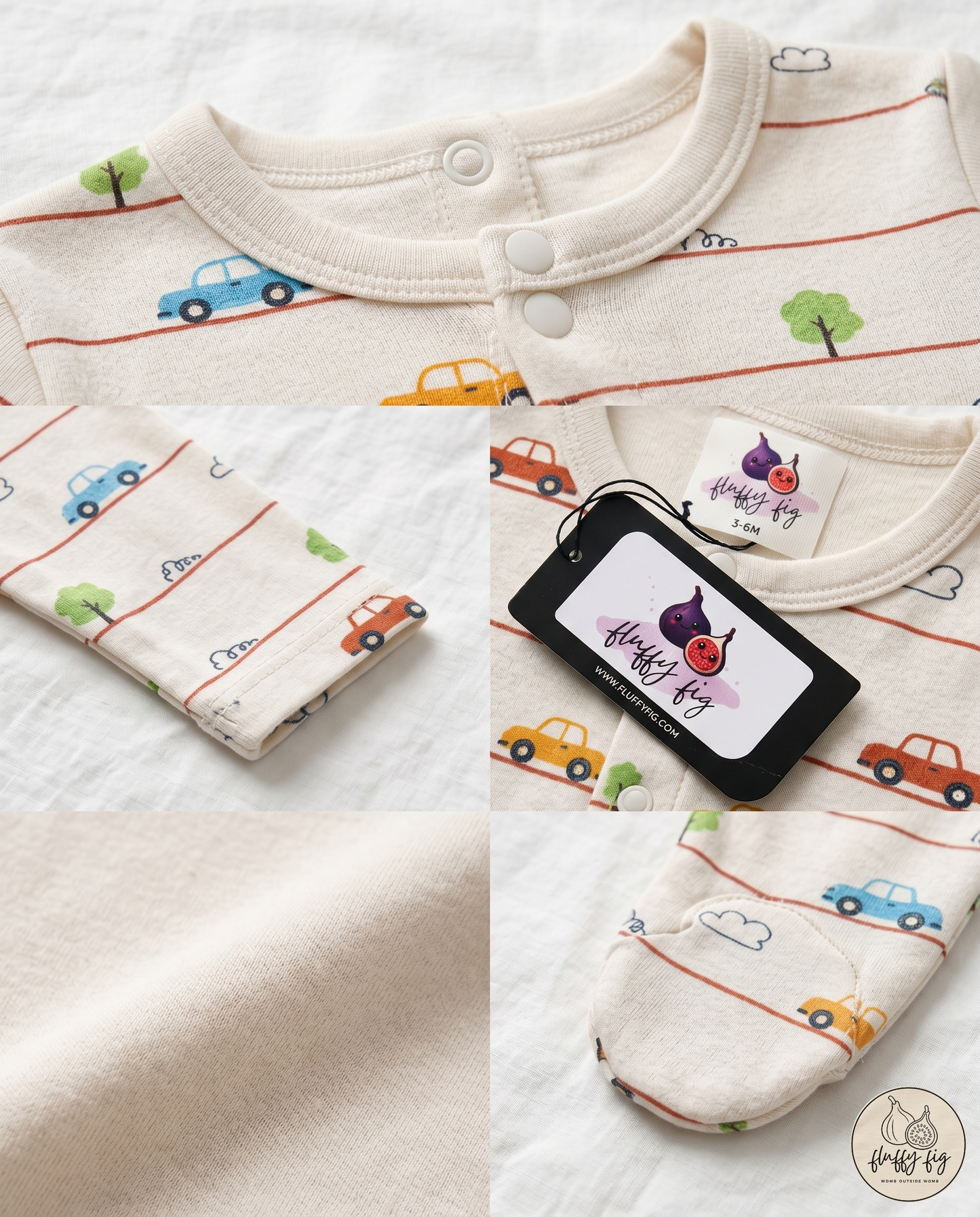 Fluffyfig Organic Cotton Baby Sleep Suit — Set of 2