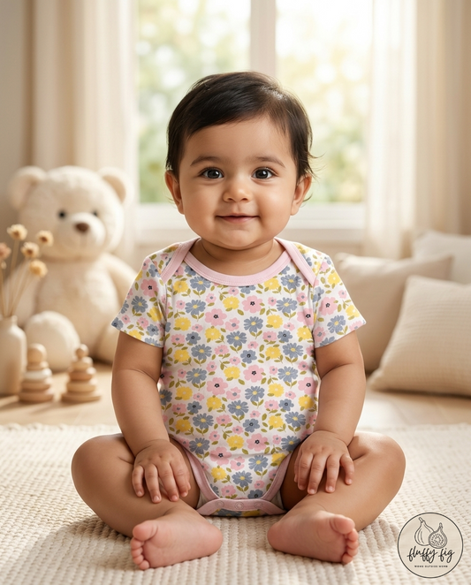 Flower Organic Cotton Baby Onesie - Set of 1