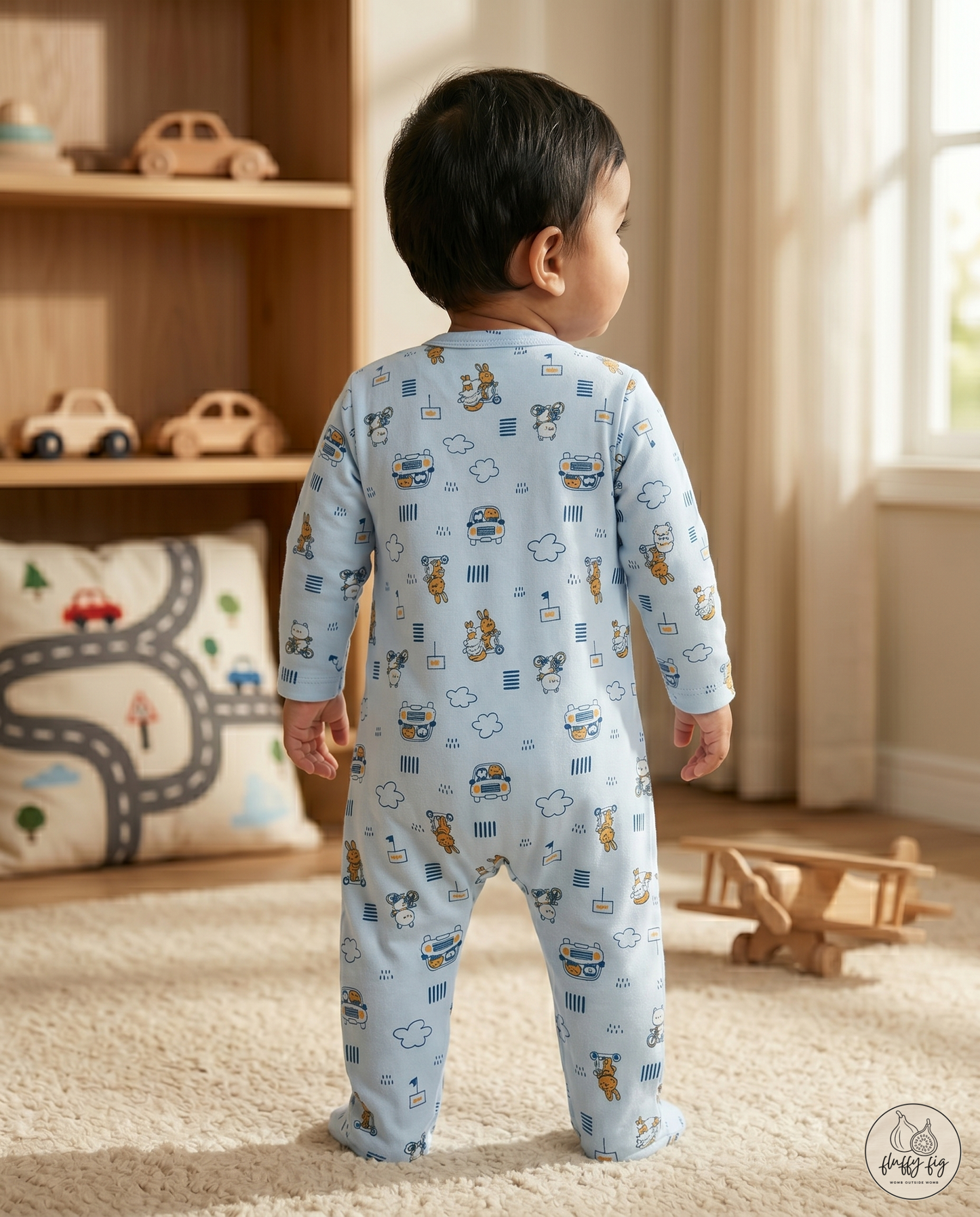 Fluffyfig Organic Cotton Baby Sleep Suit — Set of 2