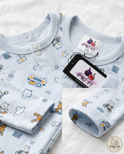 Fluffyfig Organic Cotton Baby Sleep Suit — Set of 2