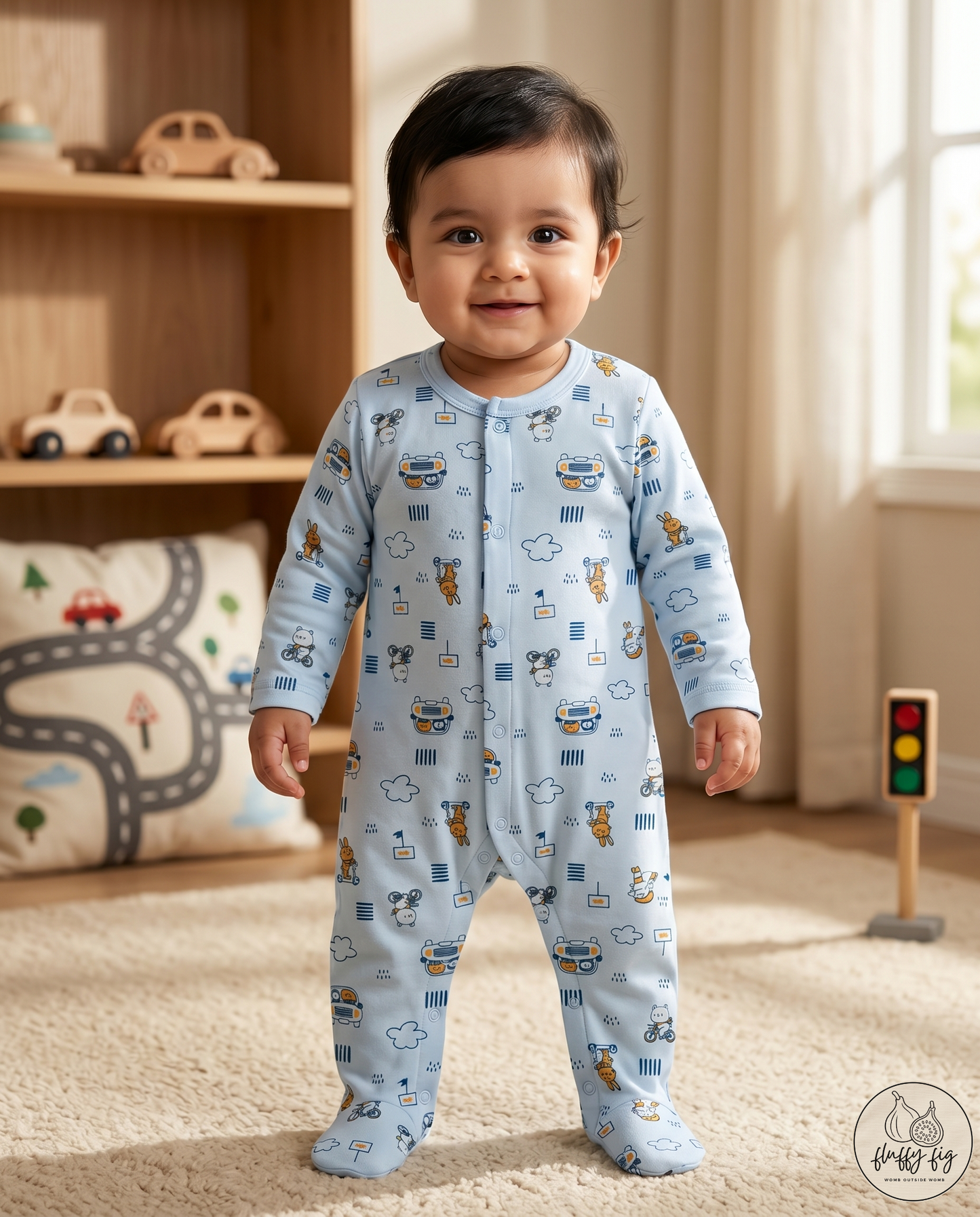 Fluffyfig Organic Cotton Baby Sleep Suit — Set of 2
