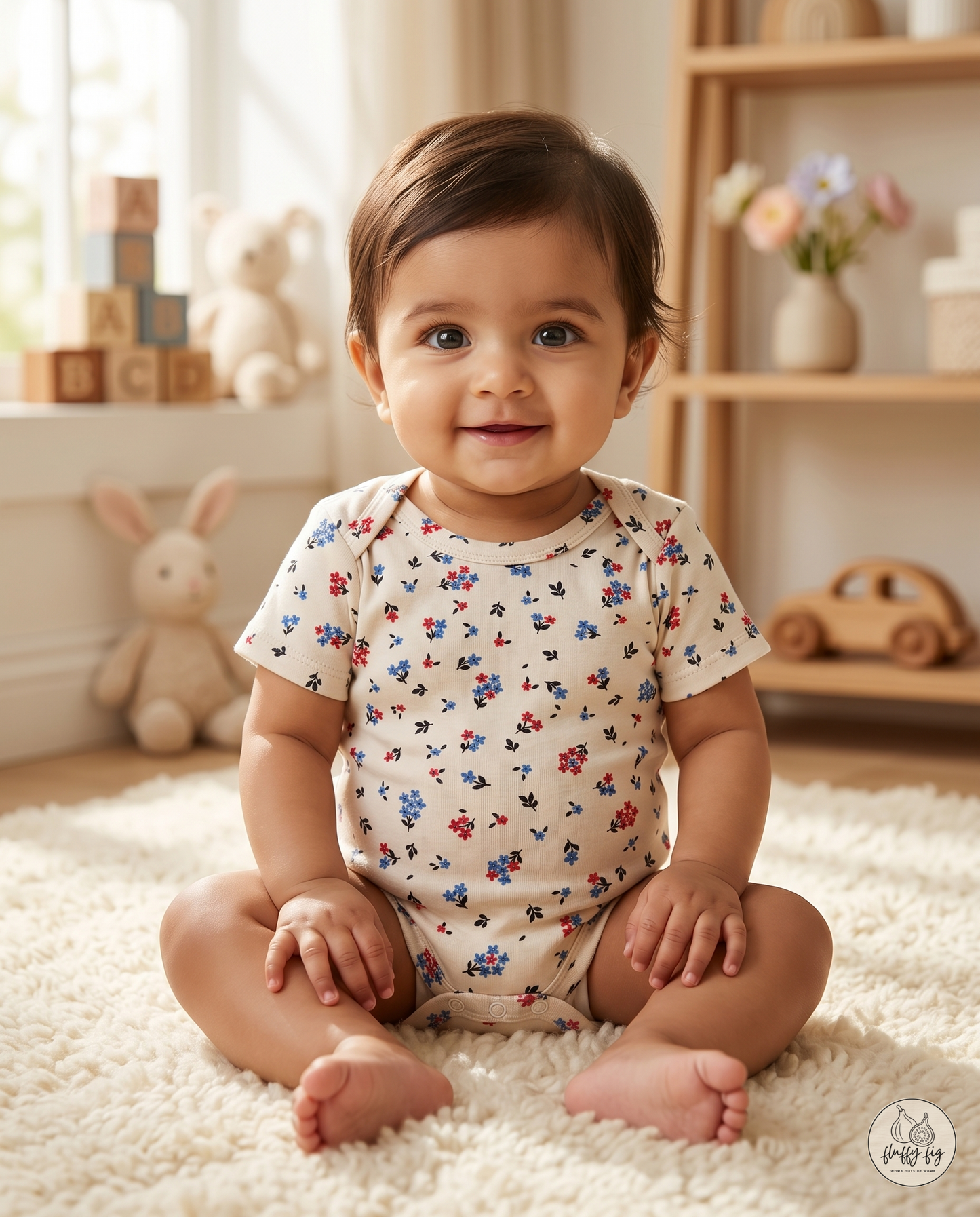 Floral Blossom Organic Cotton Baby Onesie - Set of 1