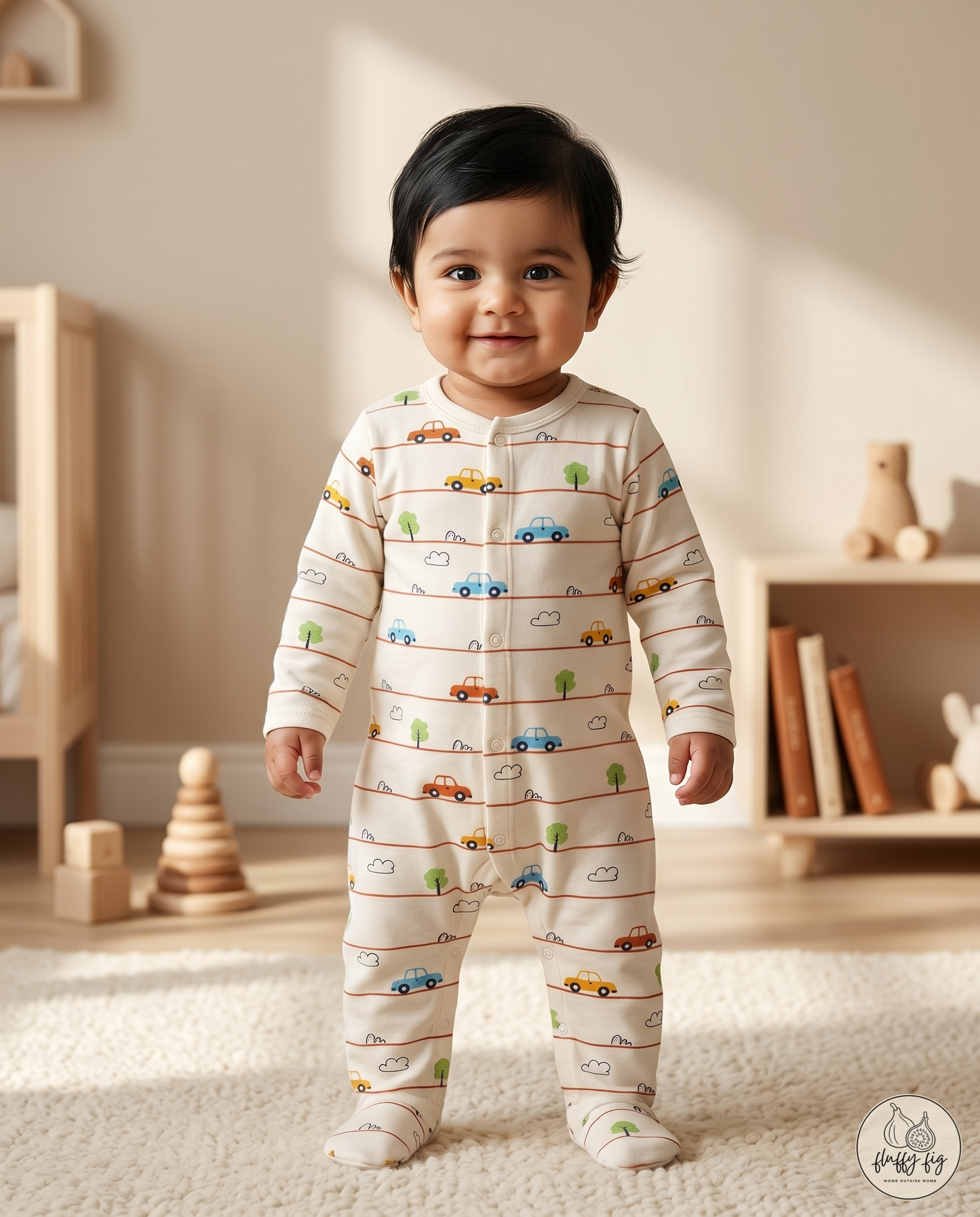 Fluffyfig Organic Cotton Baby Sleep Suit — Set of 2