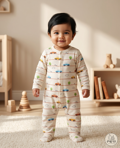 Fluffyfig Organic Cotton Baby Sleep Suit — Set of 2