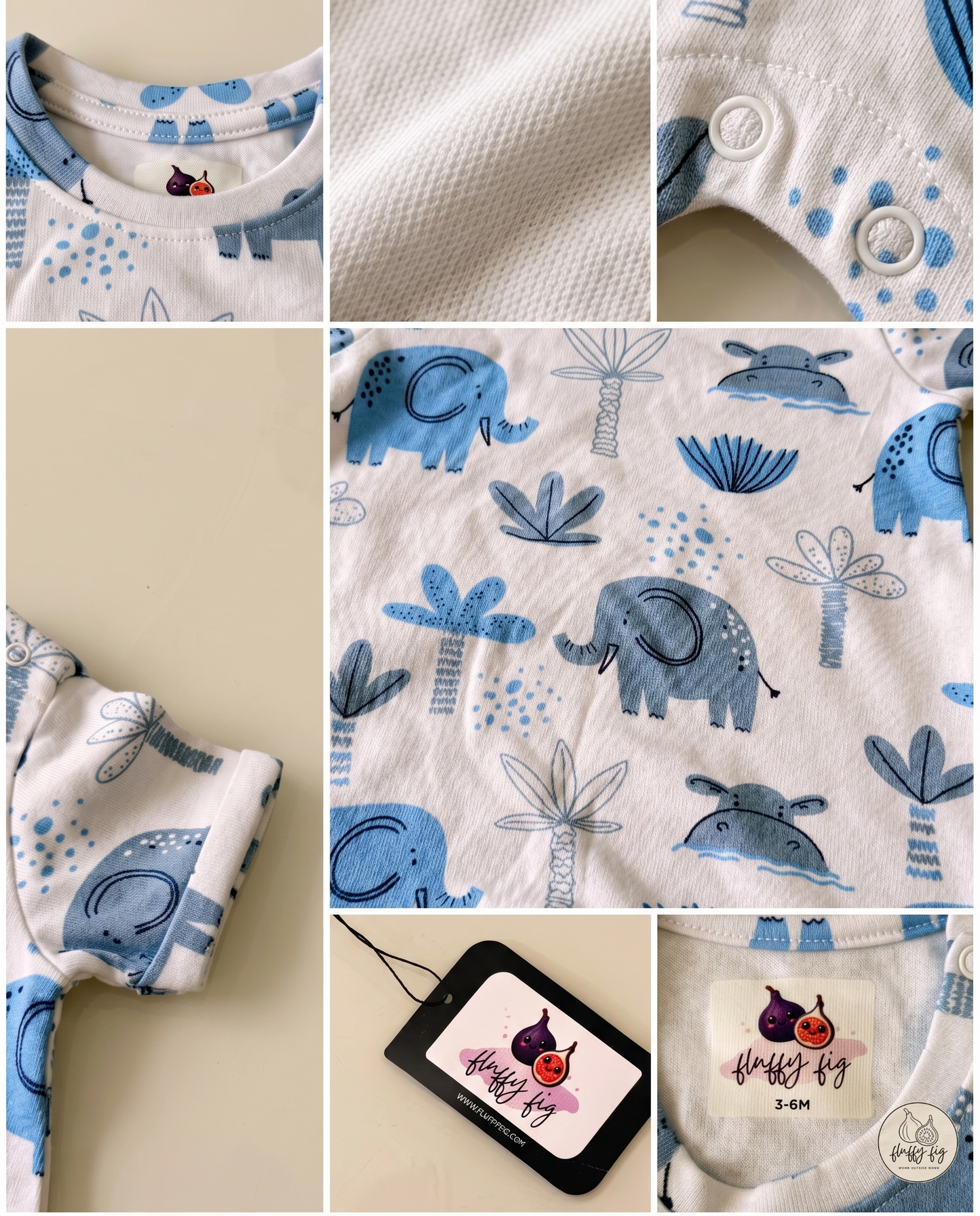 Blue Elephant Premium Baby Romper - Set of 1